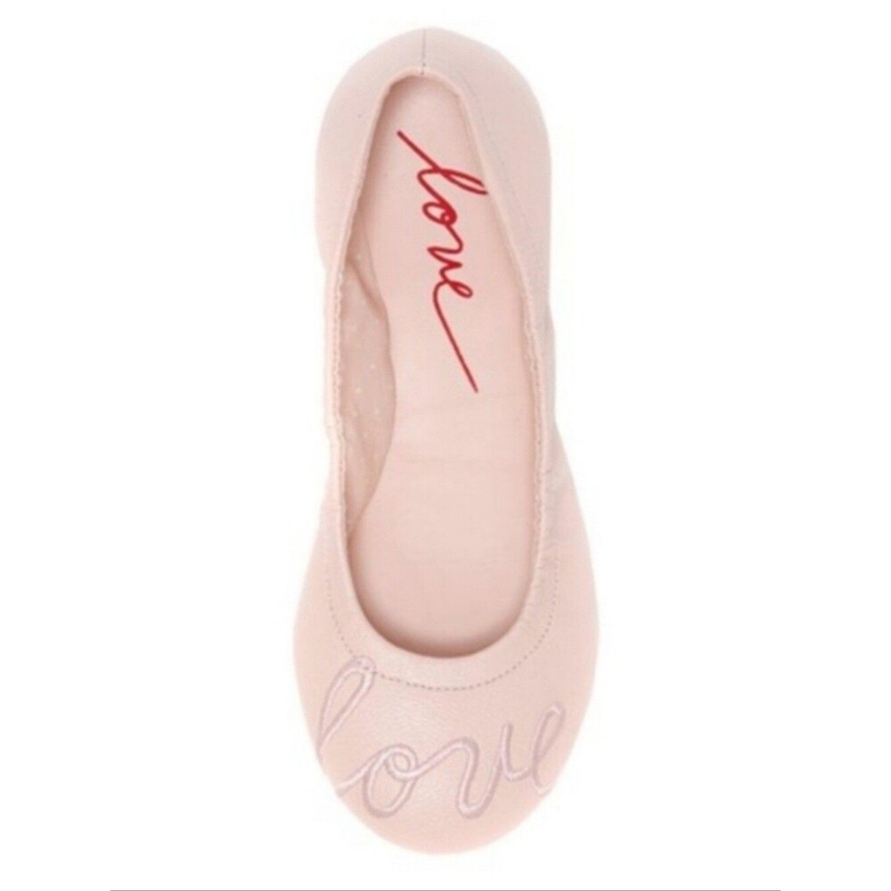 NWT Pink Embroidered LOVE Ballet Flats By Ellen Degeneres 2.5 Little Girls
